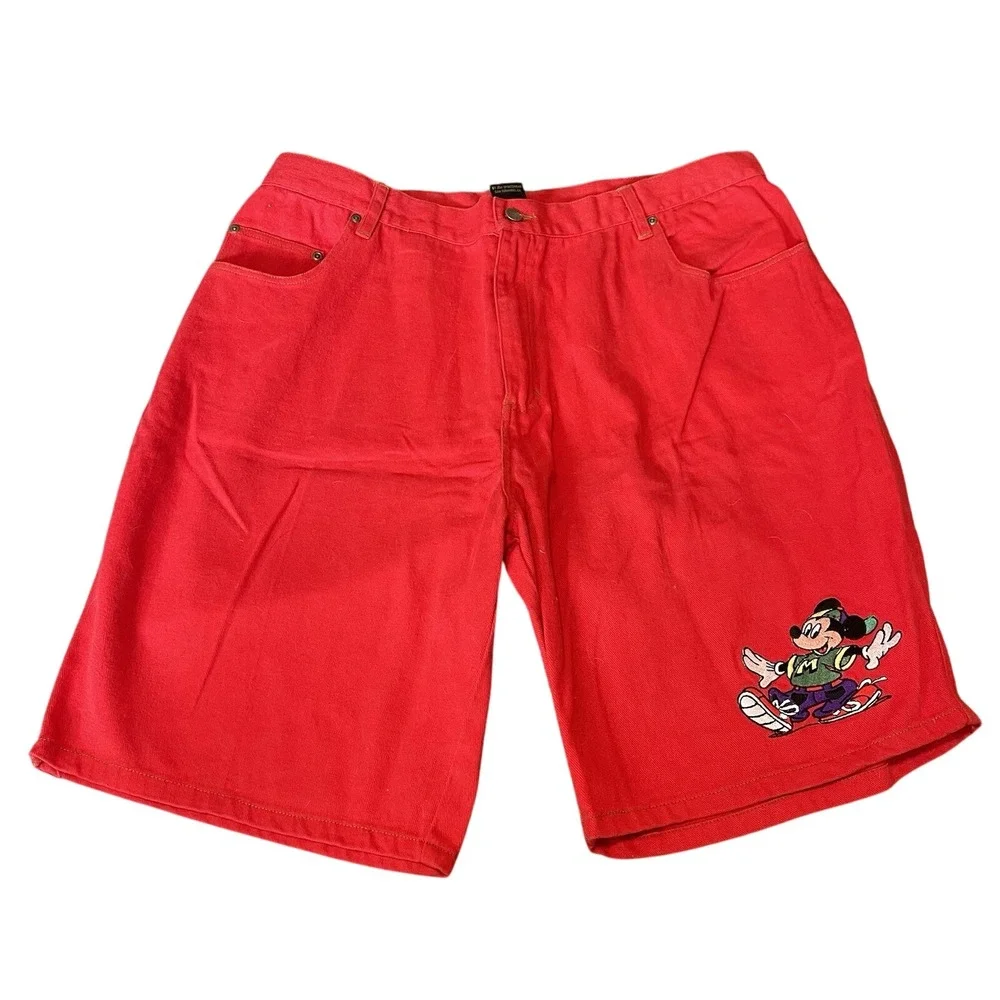 vintage 90s MICKEY MOUSE RED DENIM SHORTS 40